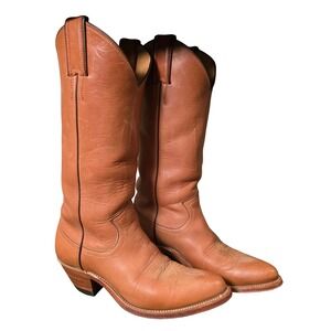 Justin 1879 Vintage Leather Cowboy Boots Style 4152 Women's Size 5B Tan Western